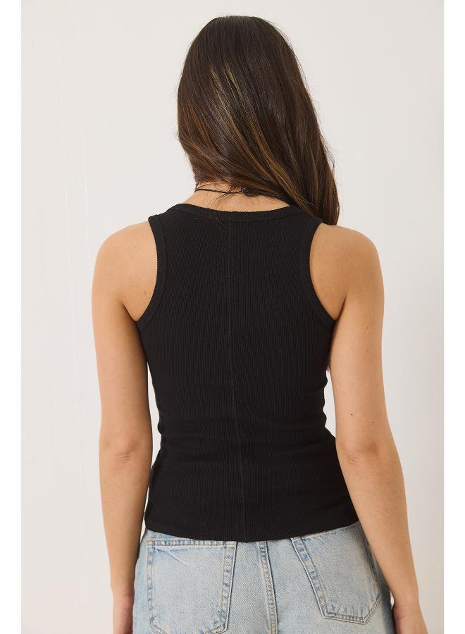 جينجر بيسيكس بلوزة بدون أكمام بظهر رياضي مضلع - Image 2